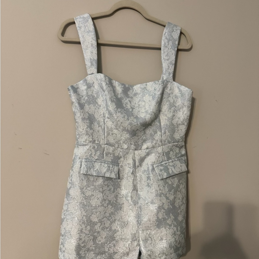 Lena Silver and Light Blue Shimmer Romper